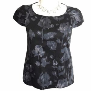 Theory Short Sleeve Abstract Floral Pattern EUC sz M